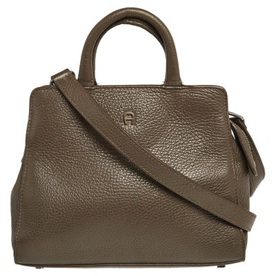Pre-owned Aigner Dark Beige Grained Leather Cybill Tote