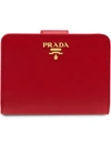 Prada Logo-plaque Folding Wallet In Red