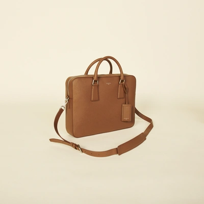 Sandro Saffiano Leather Briefcase In Brown