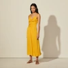 Sandro Long Dress With Narrow Straps In Mustard