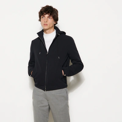 Sandro Technical Fabric Jacket In Navy Blue