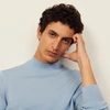 Sandro Industrial Mock Neck Wool Sweater In Sky Blue