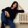 Sandro Cotton And Silk Sweater In Navy Blue