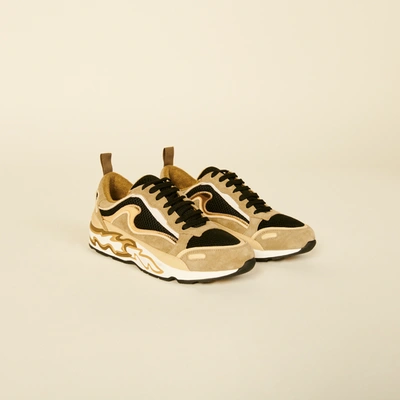 Sandro Flame Leather And Mesh Trainers In Verts