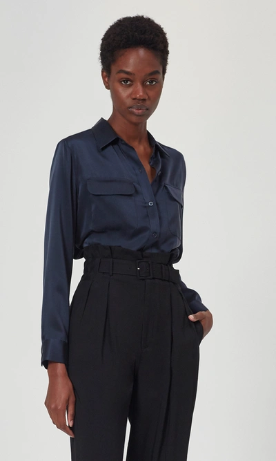 Equipment Signature Silk Satin Shirt In Eclipse