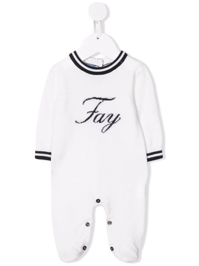 Fay Intarsia-knit Logo Babygrow Set In White