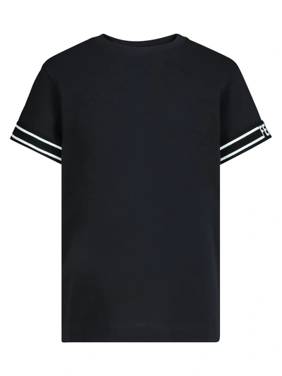 Fendi Black T-shirt For Kids With White Logo