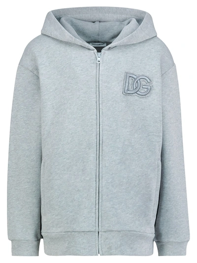 Dolce & Gabbana Kids Sweat Jacket For Boys In Grey