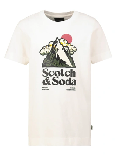 Scotch & Soda Kids' White T-shirt For Boy With Print