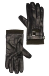 Portolano Nappa Leather Half Moon Gloves In Black/ Olivia