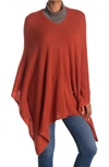 Portolano Cowl Neck Knit Poncho In Rust