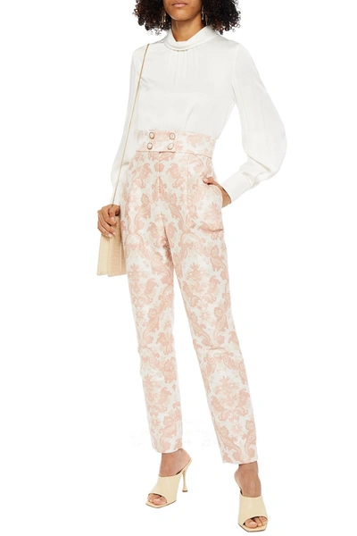 Zimmermann Lucky Brocade Tapered Trousers In Baby Pink