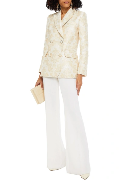 Zimmermann Charm Double-breasted Brocade Blazer In Cream
