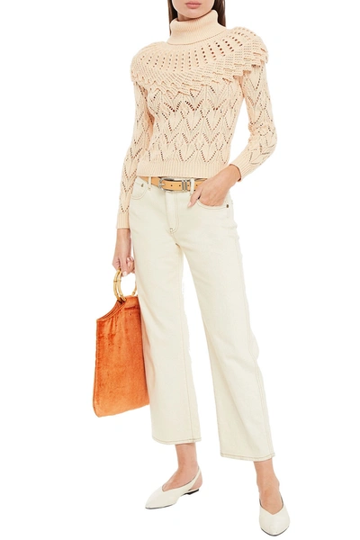 Zimmermann Pointelle-knit Cotton And Linen-blend Turtleneck Jumper In Neutrals