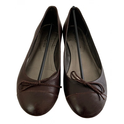 Pre-owned Anna Baiguera Leather Ballet Flats In Brown