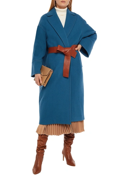 Zimmermann Ladybeetle Belted Wool-blend Felt Coat In Blue