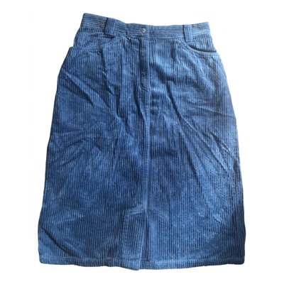 Pre-owned Valentino Velvet Mid-length Skirt In Blue