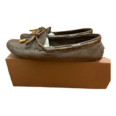 Pre-owned Louis Vuitton Gloria Leather Flats In Brown