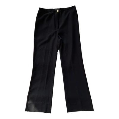 Pre-owned Versace Silk Straight Pants In Black