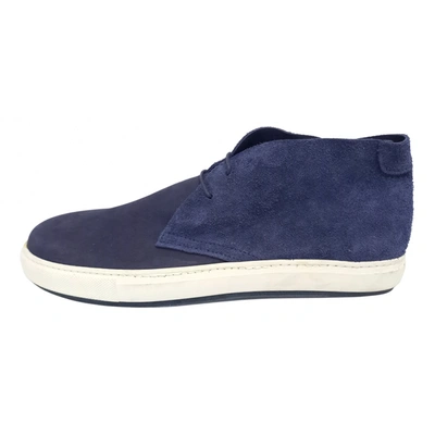 Pre-owned Acne Studios Leather High Trainers In Blue