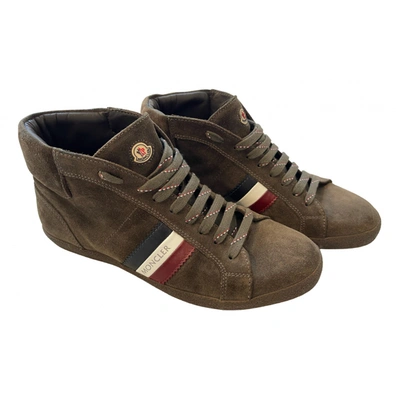 Pre-owned Moncler High Trainers In Khaki