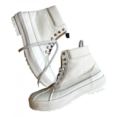 Pre-owned Jacquemus Leather Ankle Boots In White