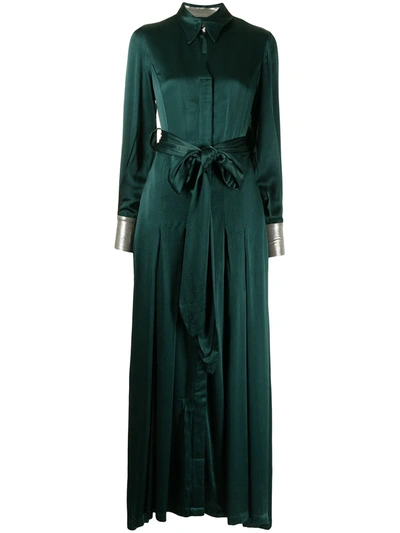 Baruni Collared Belted Maxi Dress In Green