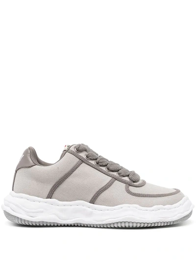 Miharayasuhiro Warped-sole Lace-up Sneakers In Grey