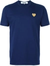 Comme Des Garçons Play Comme Des Garcons Play Navy And Gold Heart Patch T-shirt