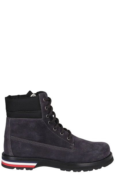 Moncler Vancouver Logo-stripe Lace-up Ankle Boots In Blue