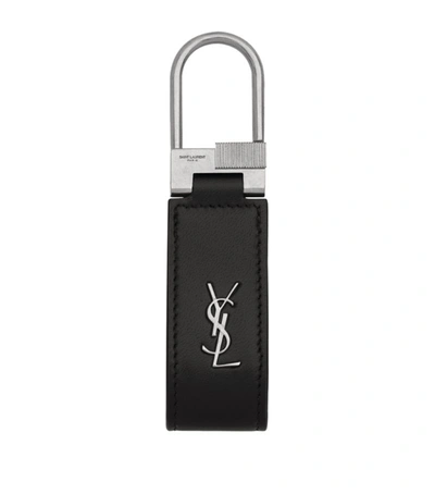 SAINT LAURENT LEATHER MONOGRAM KEYCHAIN,17339603