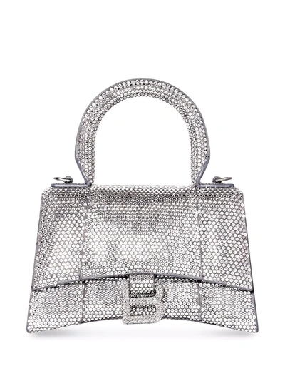 Balenciaga Crystal-embellished Hourglass Tote Bag In White