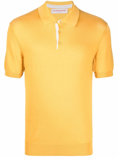 Orlebar Brown Burnham Knitted Polo Shirt In Gelb