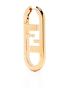 Fendi Monogram-plaque Push-lock Earring In Gold