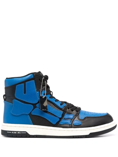 Amiri Men's Skeleton Leather High-top Sneakers In Black Blue