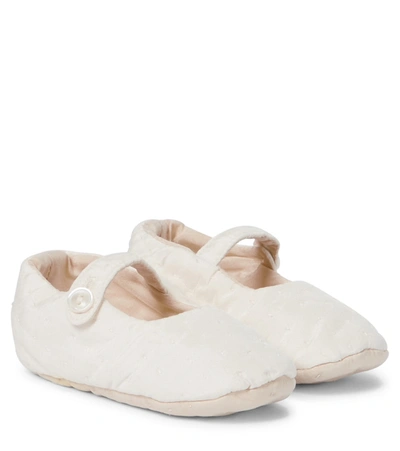 Bonpoint Baby Quilted Silk Slippers In White