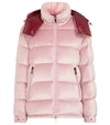 Moncler Holostee Quilted Velvet Jacket In Pink
