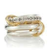 Spinelli Kilcollin Janssen Sg Gris Sterling Silver Ring With Diamonds And Yellow And Rose Gold Connectors In Gold