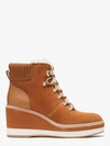 Kate Spade Women's Willow Shearling Trim Wedge Booties In Bungalow
