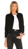 L Agence L'agence Janelle Slim Raw Hem Denim Jacket In 饱满黑