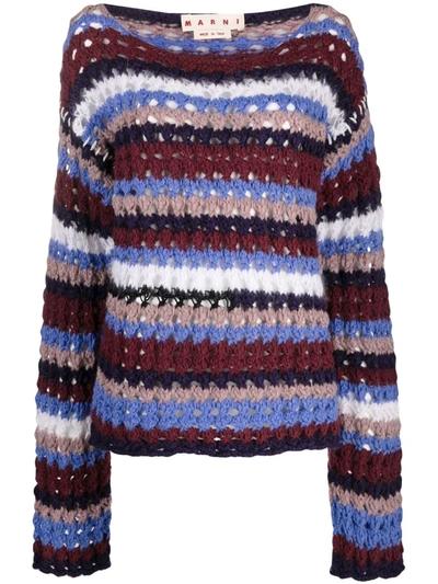 Marni Chunky Knit Boat-neck Jumper In Rot
