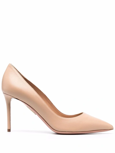 Aquazzura Purist 105mm Leather Pumps In Nude