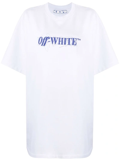 Off-white Logo-print T-shirt Dress In Weiss