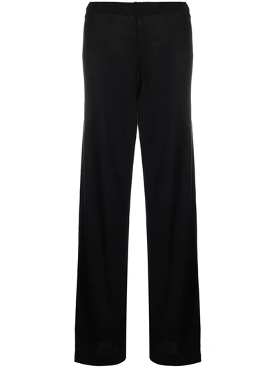 John Smedley High-waisted Wide-leg Trousers In Schwarz