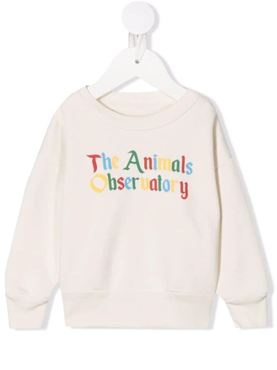 The Animals Observatory Babies' Logo-print Cotton Sweatshirt In White