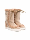 Moncler Petite Insolux Faux Fur Trim Boot In Brown