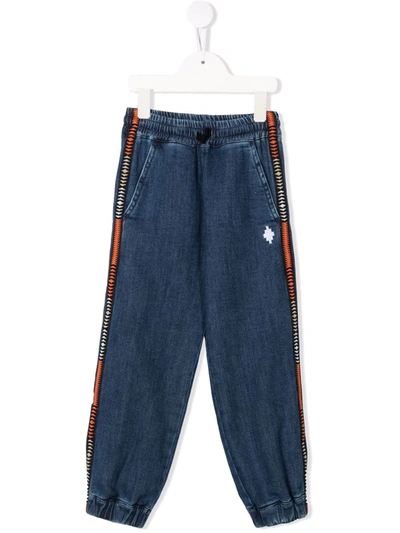 Marcelo Burlon County Of Milan Kids' Geometric-tape Tapered Jeans In Blue
