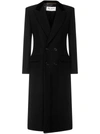 Saint Laurent Wool-blend Twill Chesterfield Coat In Black