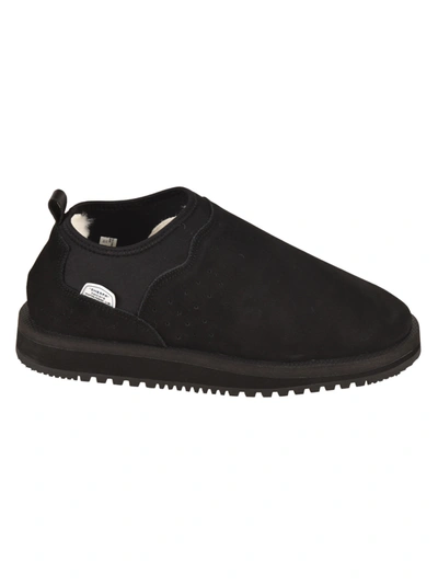 Suicoke Fur Applique Slip-on Sneakers In Black