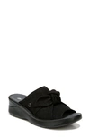 Bzees Smile Wedge Slide Sandal In Black Fabric